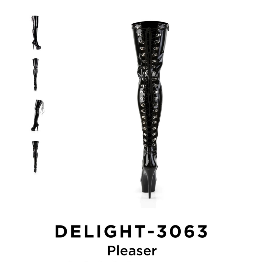Pleaser though High patent leather back Laced boots